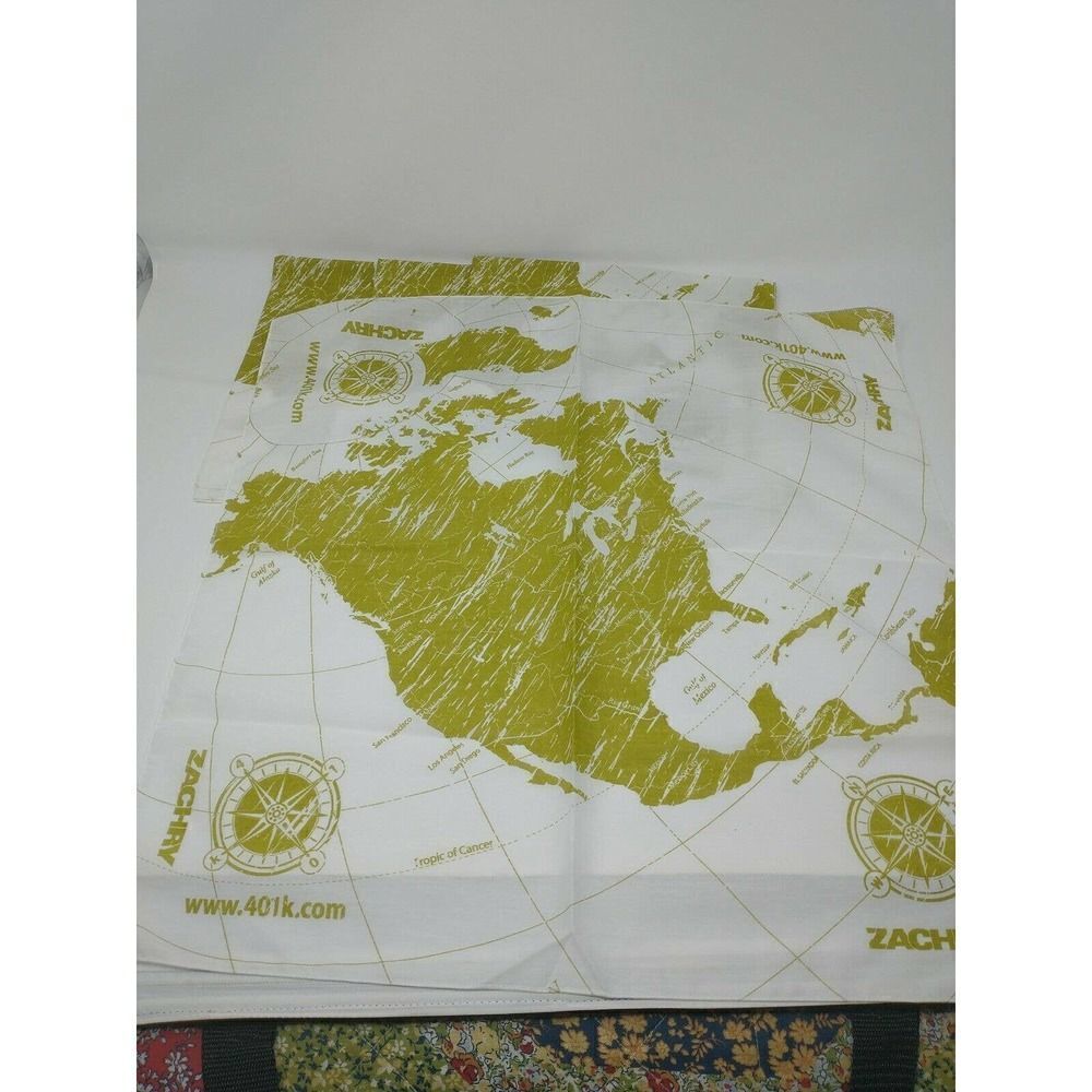 Zachry North American Map Bandanas Lot Of 4 Unique Design Special Deal Green Wht
